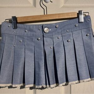Stylish Blue Jean Pleated Skirt